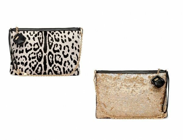Модная сумка-тоут прямоугольной формы, украшенная золотой цепочкой и маленьким кошельком, выполнена в золотистой гамме и с леопардовым принтом от Dolce&Gabbana 2013-2013