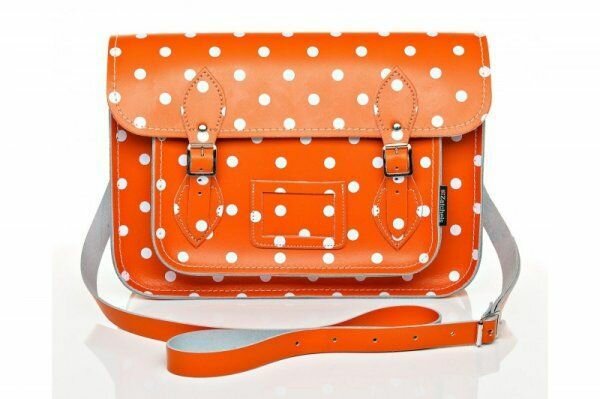 Модная оранжевая сумка-сэтчел в белый горошек из коллекции сумок 2013 от Zatchel