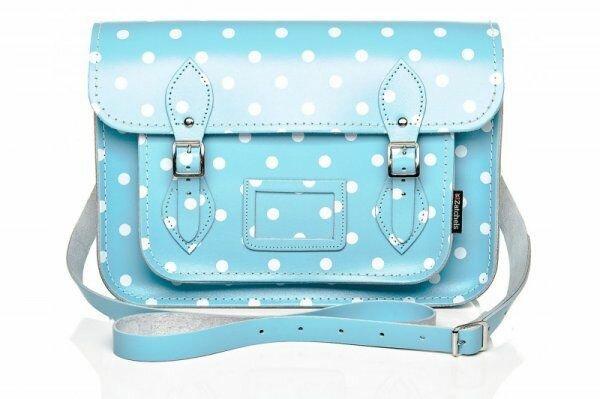 Модная голубая сумка-сэтчел в белый горошек из коллекции сумок 2013 от Zatchel