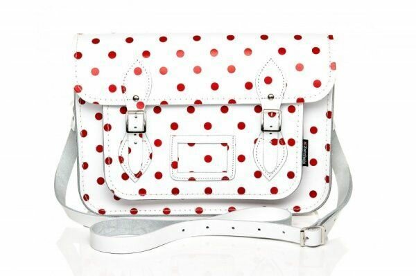 Модная белая сумка-сэтчел в красный горошек из коллекции сумок 2013 от Zatchel