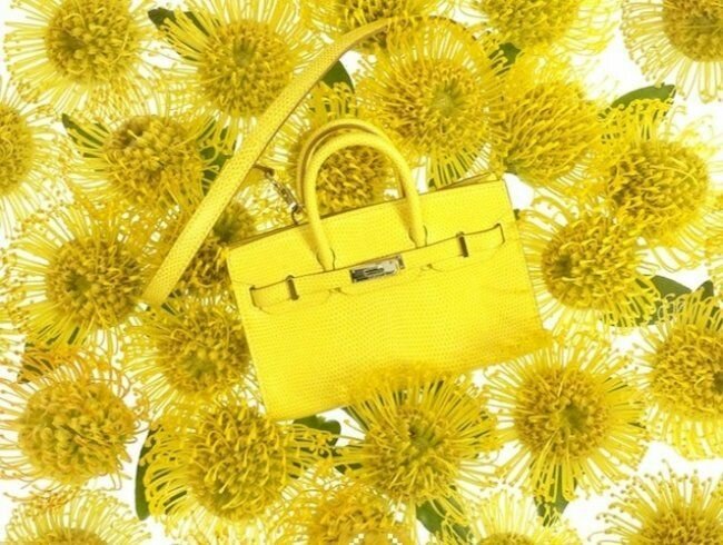 Маленькая удобная сумка сочно-желтого цвета от Hermès Tiny Kelly and Birkin 2013