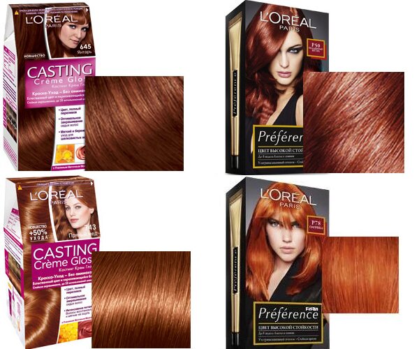 Рыжие оттенки краски для волос Loreal (Лореаль)