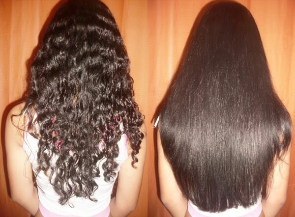 Кератиновое выпрямление волос - До и После