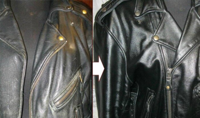 Результат до и после чистки куртки