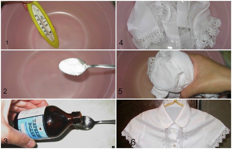 Отбеливание белой блузки с помощью перекиси водорода