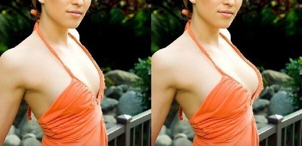 Фото до и после использования крема Pupa для увеличения груди